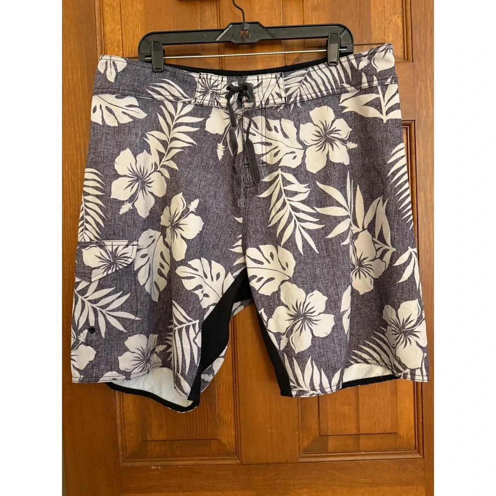 Burnside Board Shorts Mens 38 Charcoal Swimming Trunk Surf Beach Comfort Stretch